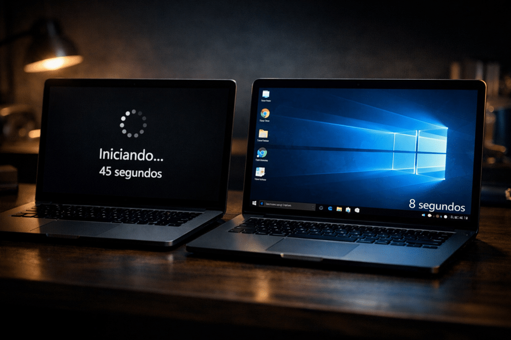 Instalación SSD NVMe en notebook por técnico 