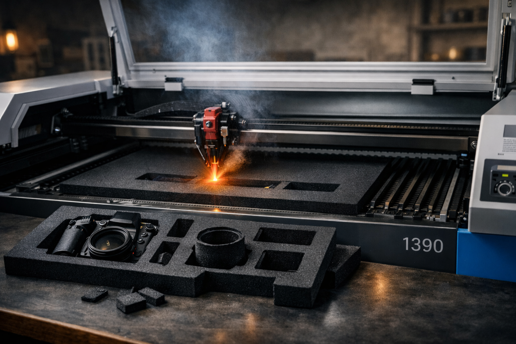 Corte laser foam EVA maleta personalizada taller Santiago